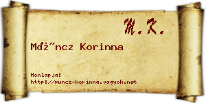 Müncz Korinna névjegykártya